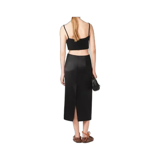High-Waist Satin Midi Skirt