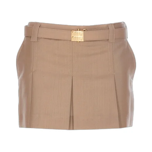Belted Pleated Mini Skirt