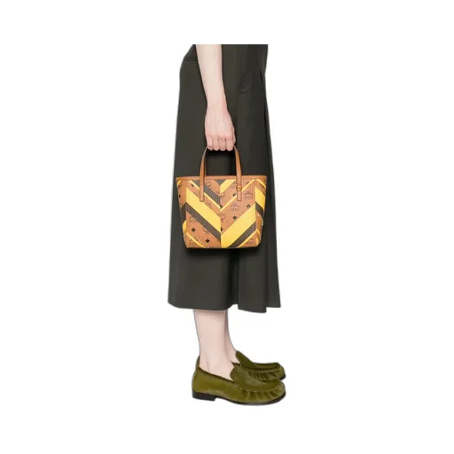 Chevron-Pattern Studded Tote Bag