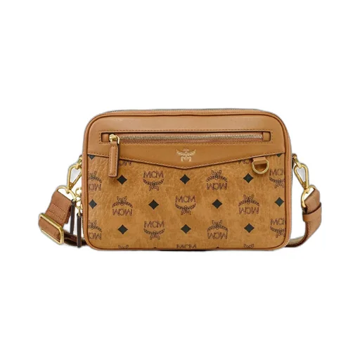 Logo-Pattern Zip Messenger Bag