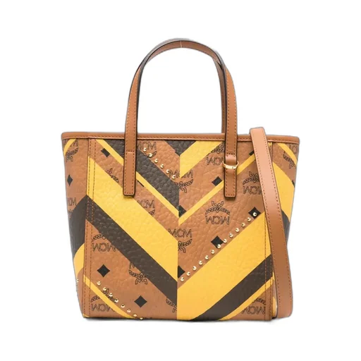 Chevron-Pattern Studded Tote Bag