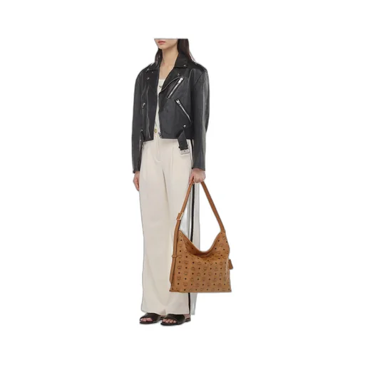 Large Aren Visetos-Printed Zipped Shoulder Bag