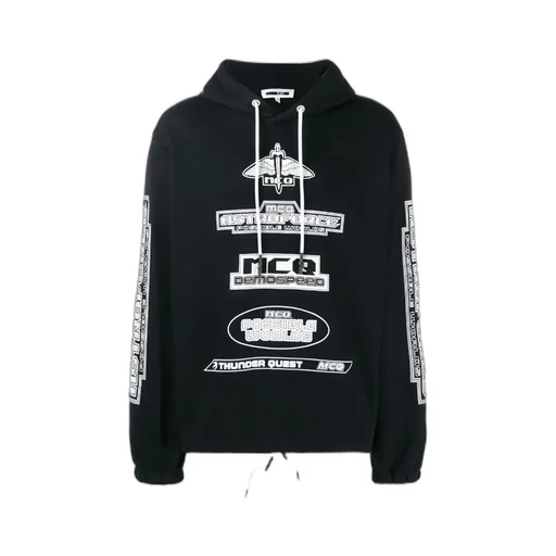 Logo Pattern Printed Hooded Sweater