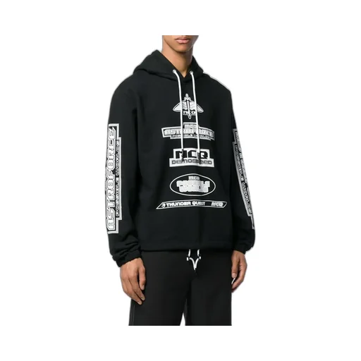 Logo Pattern Printed Hooded Sweater