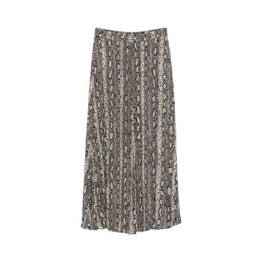 Pleated Snakeskin-Print Skirt