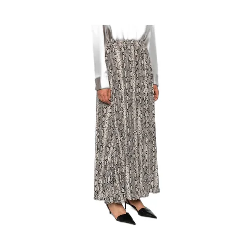 Pleated Snakeskin-Print Skirt