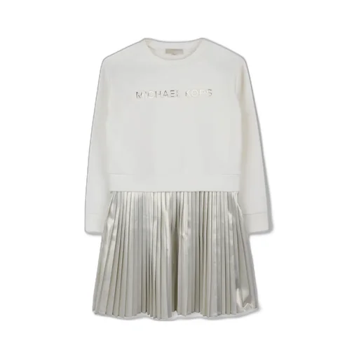 Pleated Metallic-Effect Sweatshirt Dress