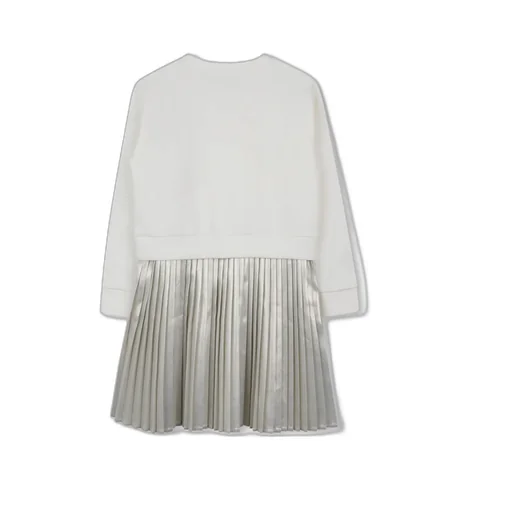 Pleated Metallic-Effect Sweatshirt Dress