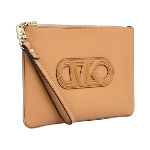 Logo-Embossed Leather Clutch