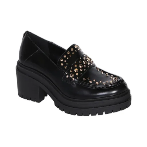 Stud-Embellished Round-Toe Loafers