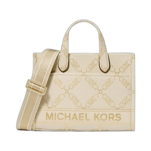 Gigi Small Metallic Empire Logo Jacquard Messenger Bag
