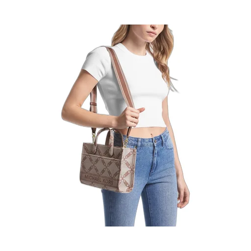 Gigi Small Empire Logo Jacquard Messenger Bag