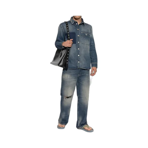 Buttoned Long-Sleeved Denim Shirt