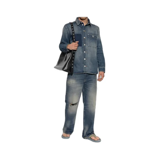 Faded Distressed Denim Trousers