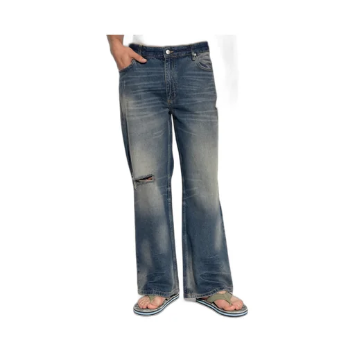 Faded Distressed Denim Trousers