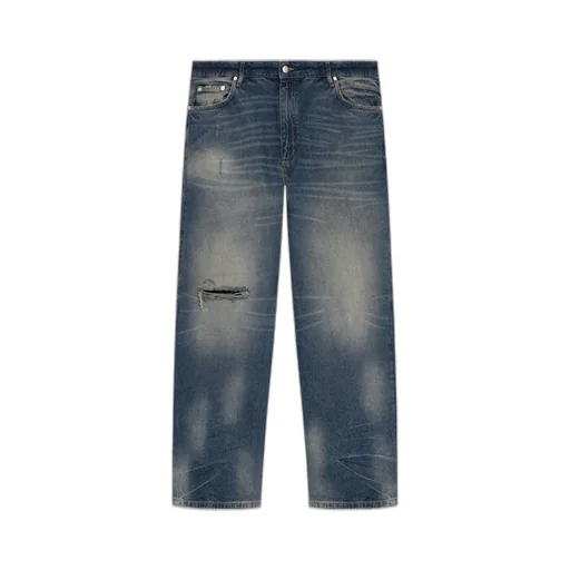 Faded Distressed Denim Trousers