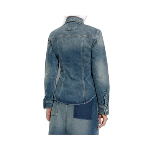Buckled Long-Sleeved Denim Jacket