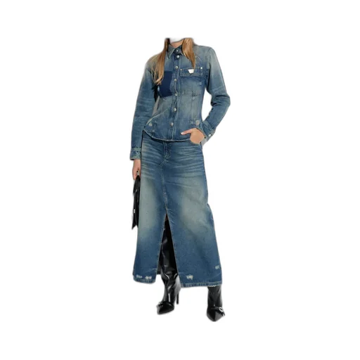Buckled Long-Sleeved Denim Jacket