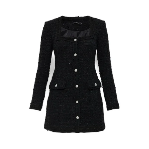 Button-Up Tweed Dress