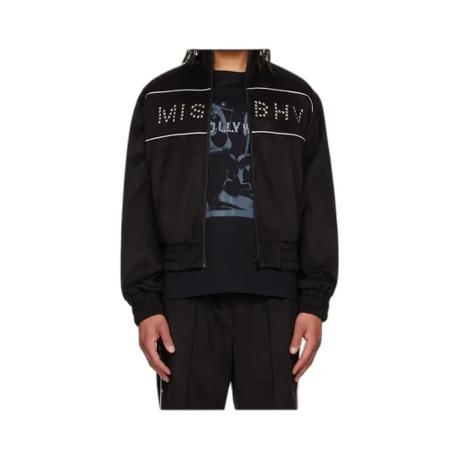Black Star Faux Suede Track Jacket