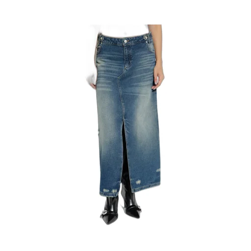 Distressed Denim Skirt