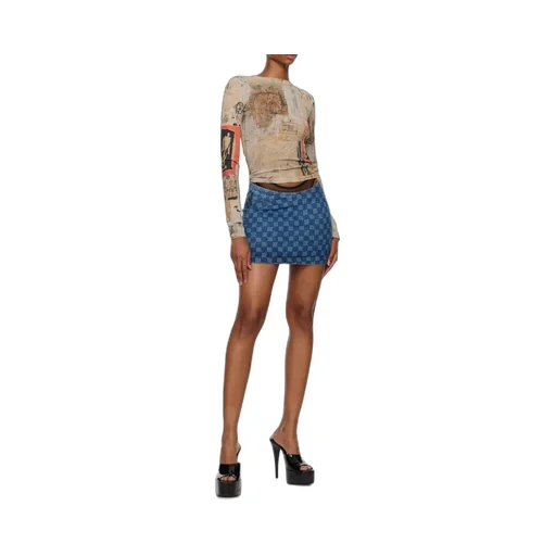 Mini Skirt With Embroidered Characters