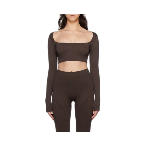 Long-Sleeve Cropped Knitted Top