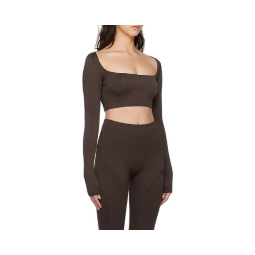 Long-Sleeve Cropped Knitted Top
