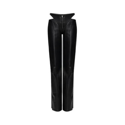 Cut-Out Leather Trousers
