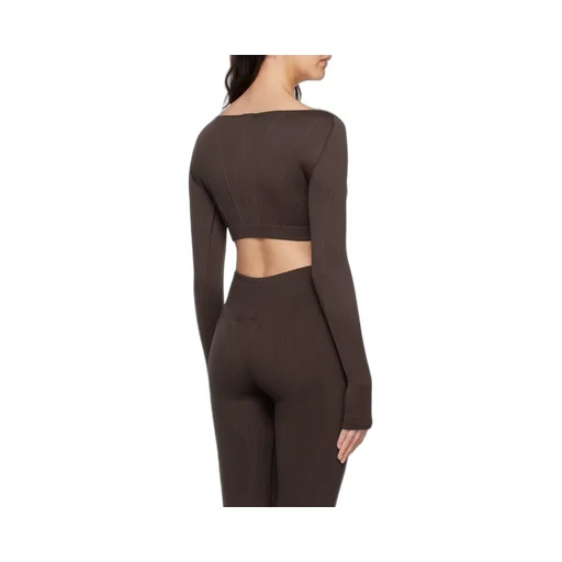 Long-Sleeve Cropped Knitted Top