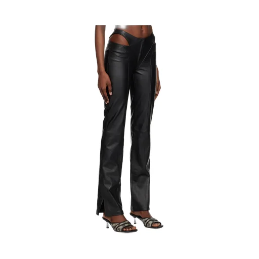 Cut-Out Leather Trousers