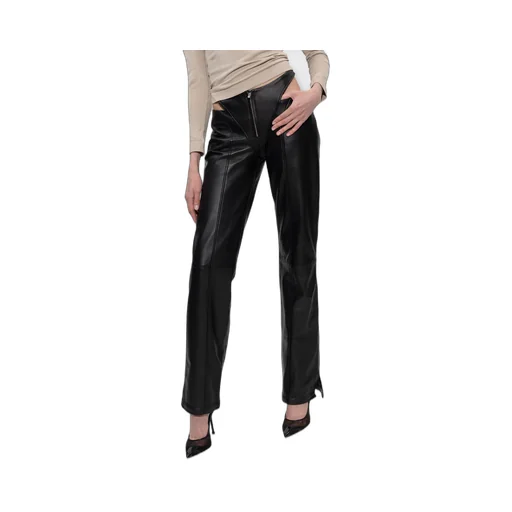 Cut-Out Leather Trousers