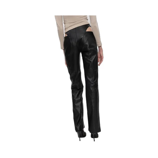 Cut-Out Leather Trousers