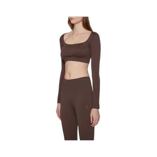 Long-Sleeve Cropped Knitted Top