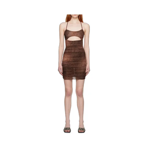 Letter-Print Ruched Mini Dress