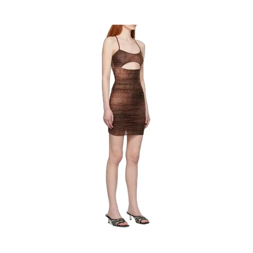 Letter-Print Ruched Mini Dress