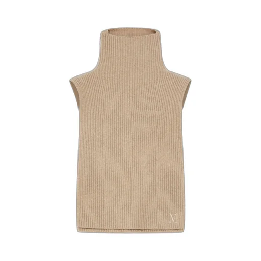 Logo Embroidered Ribbed-Knit Poncho