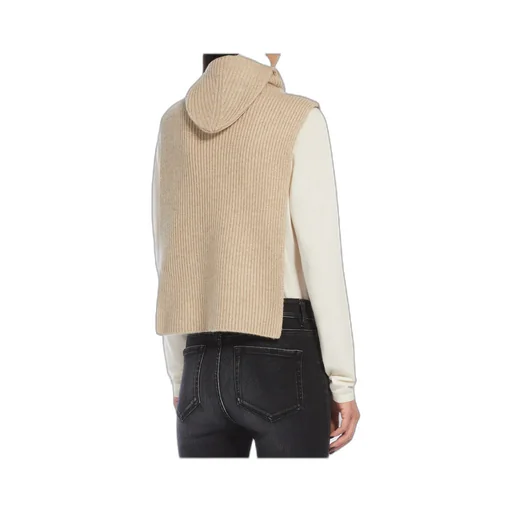 Logo Embroidered Ribbed-Knit Poncho