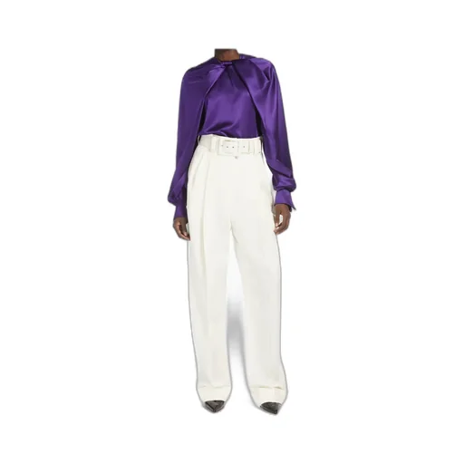 Belted Turn-Up Hem Trousers