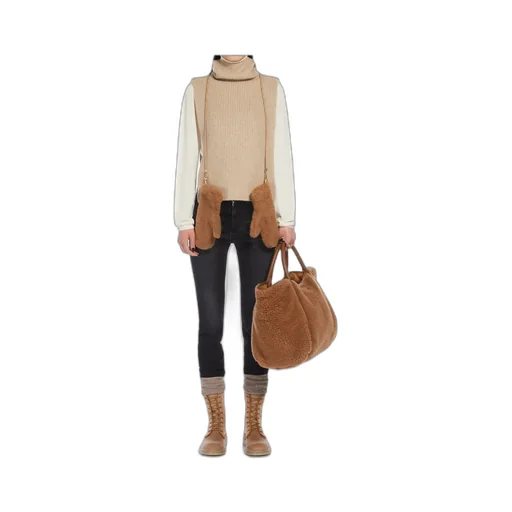 Logo Embroidered Ribbed-Knit Poncho