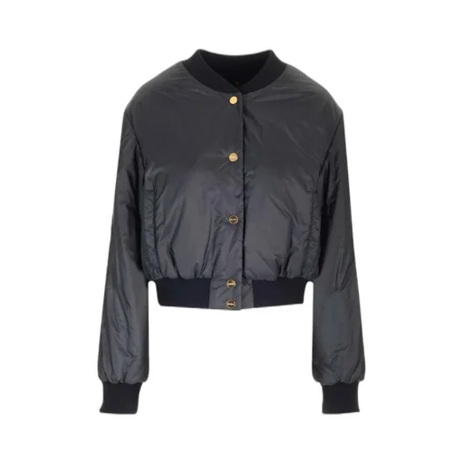 Buttoned Long-Sleeved Bomber Jacket