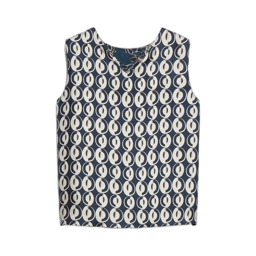 Printed Silk Double-Sided Sleeveless Top