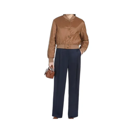 Buttoned Long-Sleeved Bomber Jacket