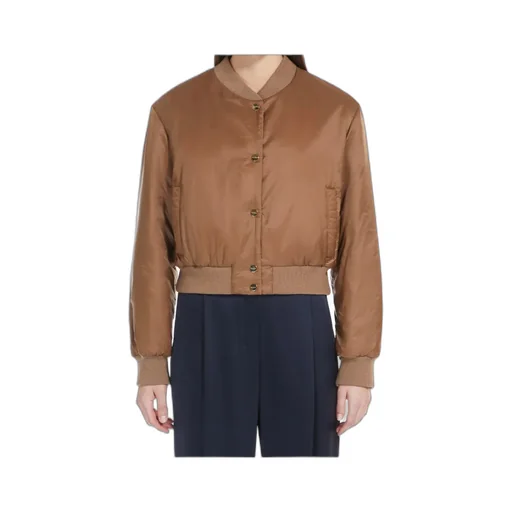 Buttoned Long-Sleeved Bomber Jacket