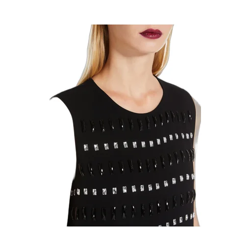 Embellished Crewneck Sleeveless Dress