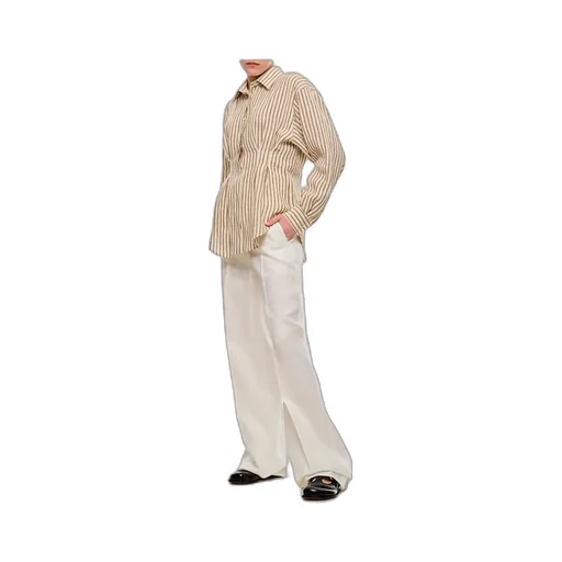 Pleated Front Straight-Leg Trousers