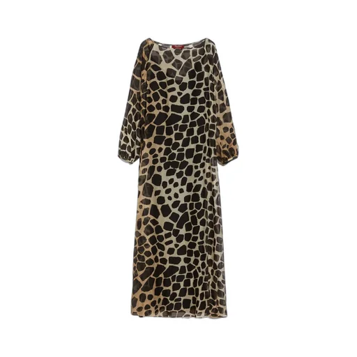 All-Over Patterned Long-Sleeved Dress