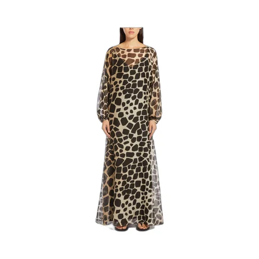 All-Over Patterned Long-Sleeved Dress