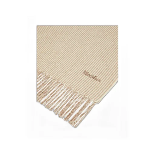 Logo Embroidered Striped Scarf