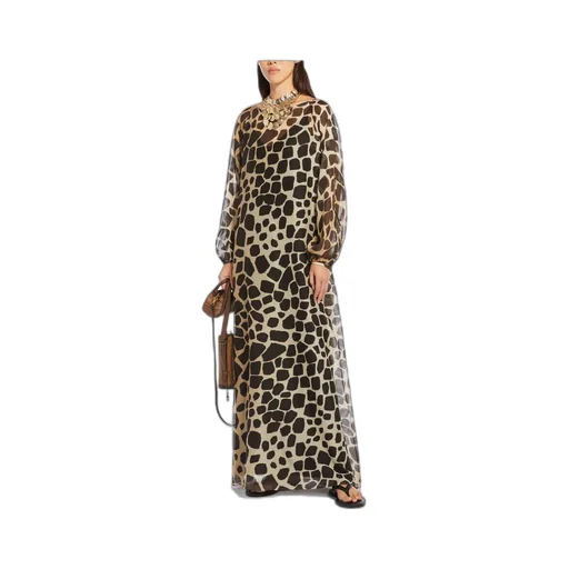 All-Over Patterned Long-Sleeved Dress
